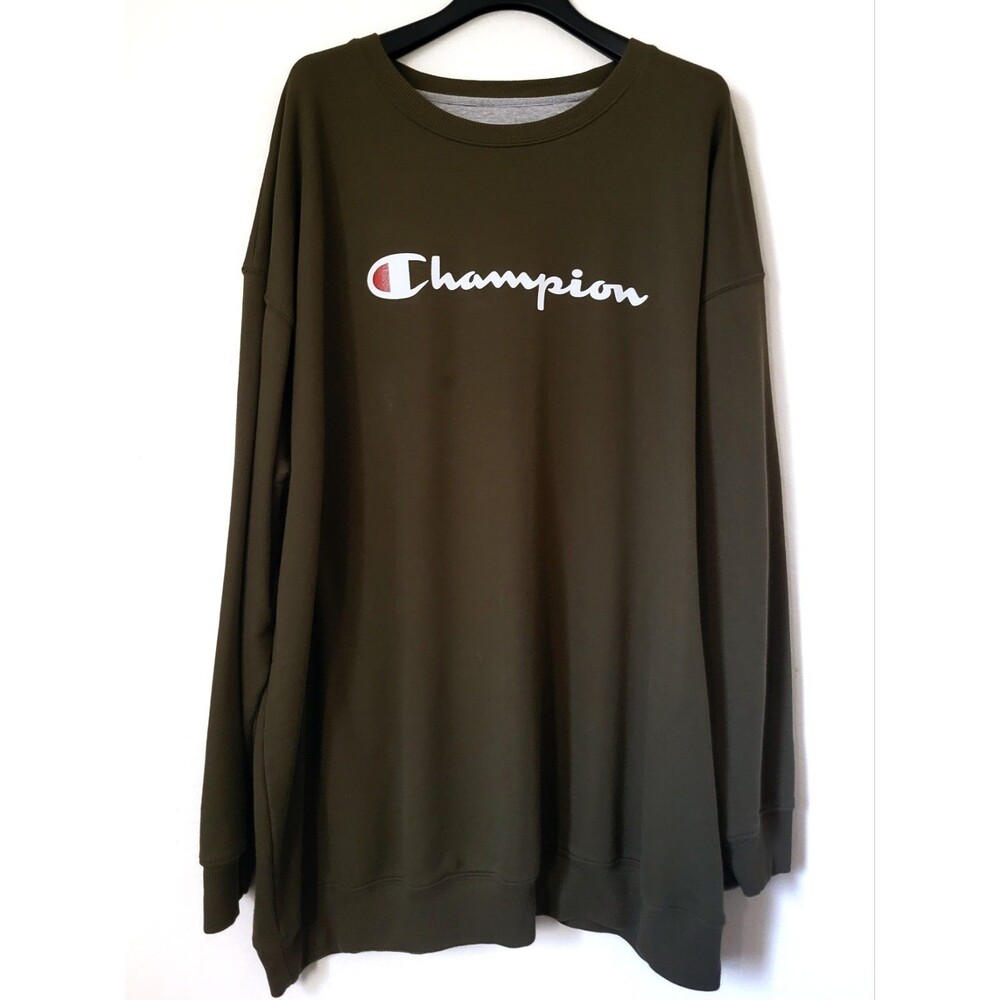 CHAMPION Men's Big & Tall Crewneck Pullover Sweatshirt (4XL) Army Military Green - Picture 2 of 7
